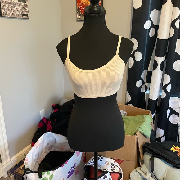 Elegant Cream Ribbed Bra - Picture 2 of 6